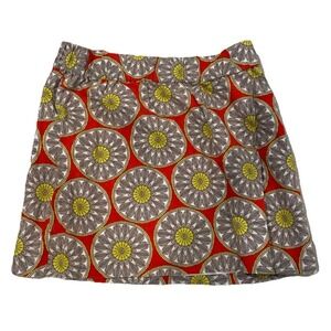 Banana republic mini skirt large medallion geometric print red yellow grey